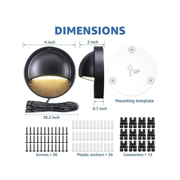 Sunvie Outdoor Low Voltage LED Deck Step Lights 5W 3000K IP65 12 Pack Warm White - Picture 7 of 10